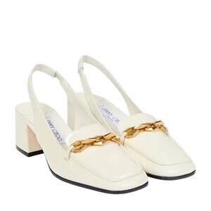 Jimmy Choo NIB Diamonte 45 Tilda Slingback Pumps in Latte Size 39.5